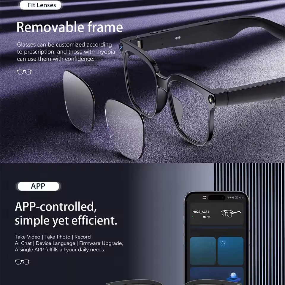 M02S AI Smart Glasses 8MP Came - Audio Music Ai のレビューと価格