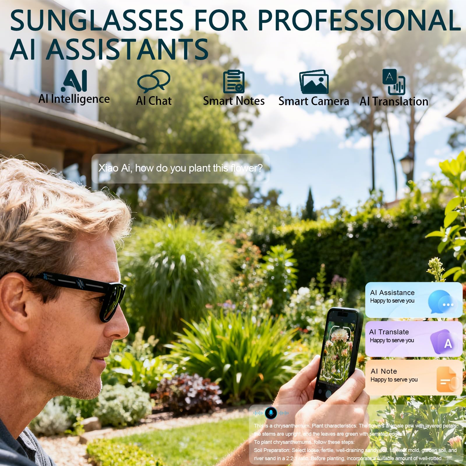 Black Smart Ai Glasses for Men - Audio Music Ai のレビューと価格